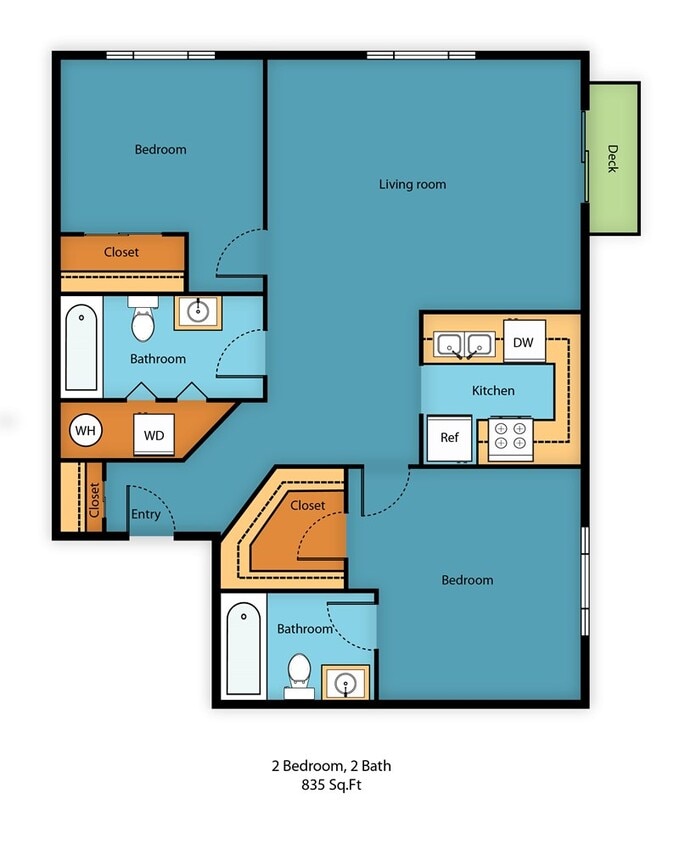 Floor Plan - Two Bedroom Two Bathroom