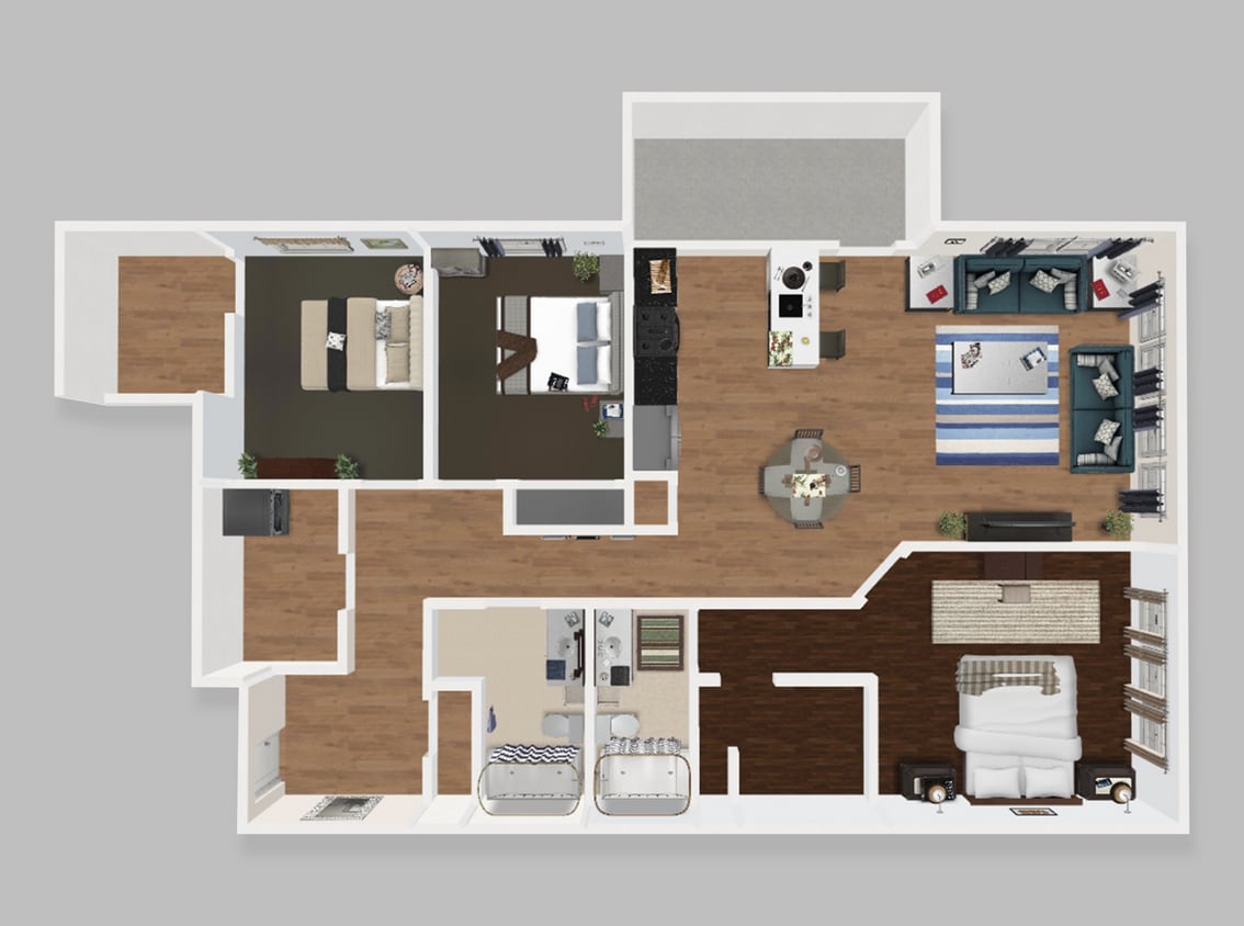 Floor Plan - Unit E - Three Bedrooms