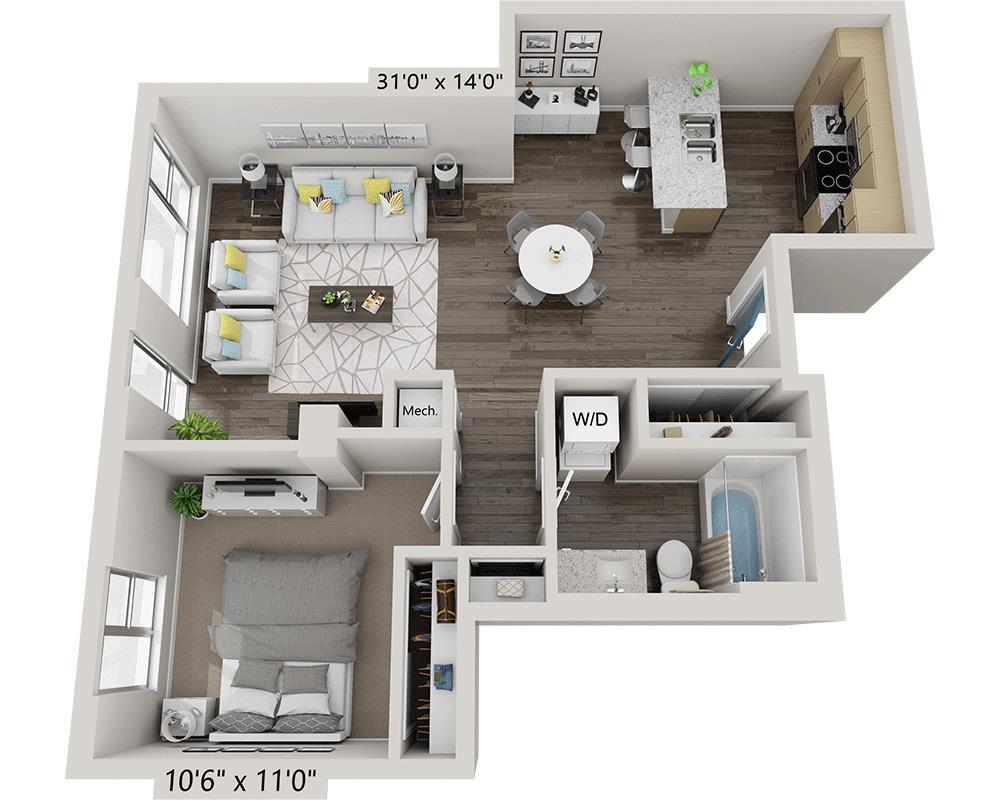 Floor Plan - One Bedroom A1Z