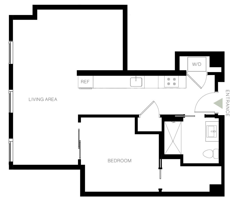 Floor Plan - 1BD, 1BTH G