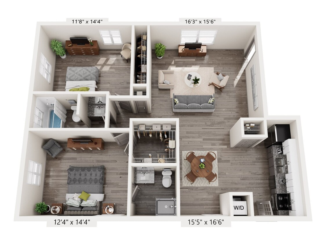 2x2 1025 - 2 Bedroom 2 Bath B Renovated