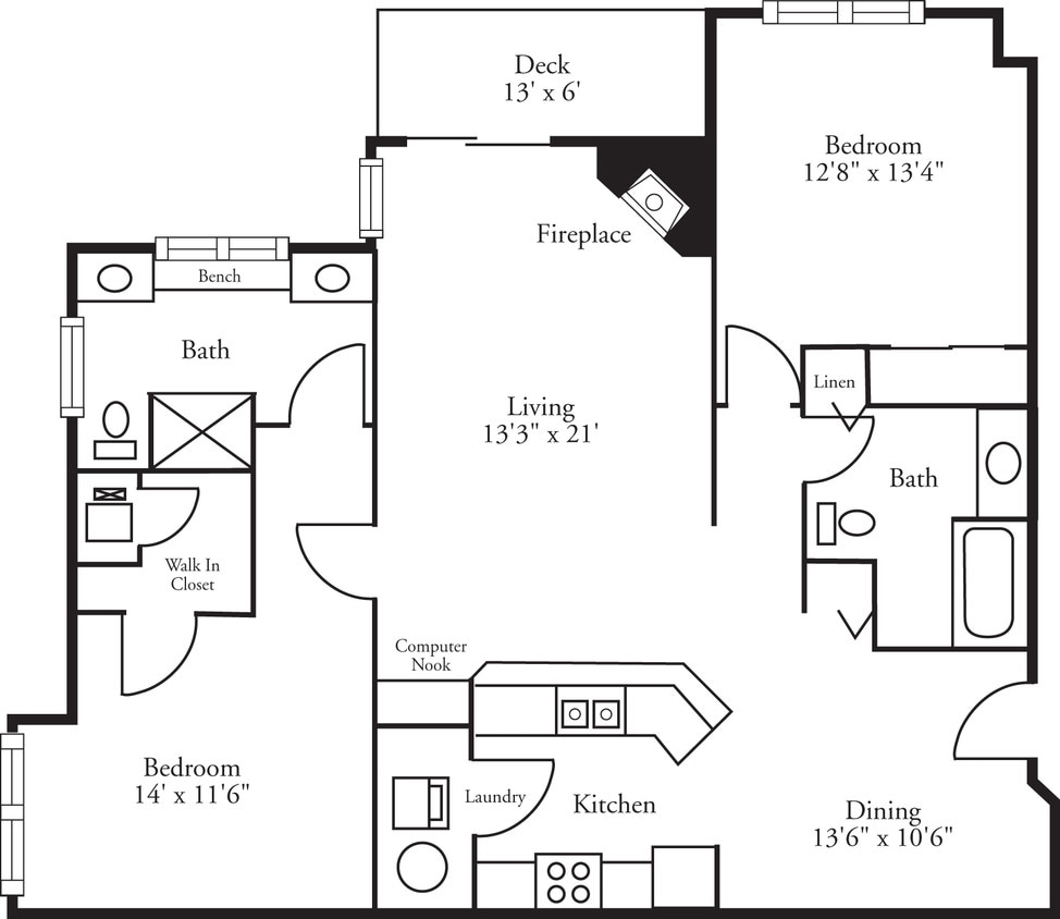 Floor Plan - Lofts - 2 Bed, 2 Bath Bayhill