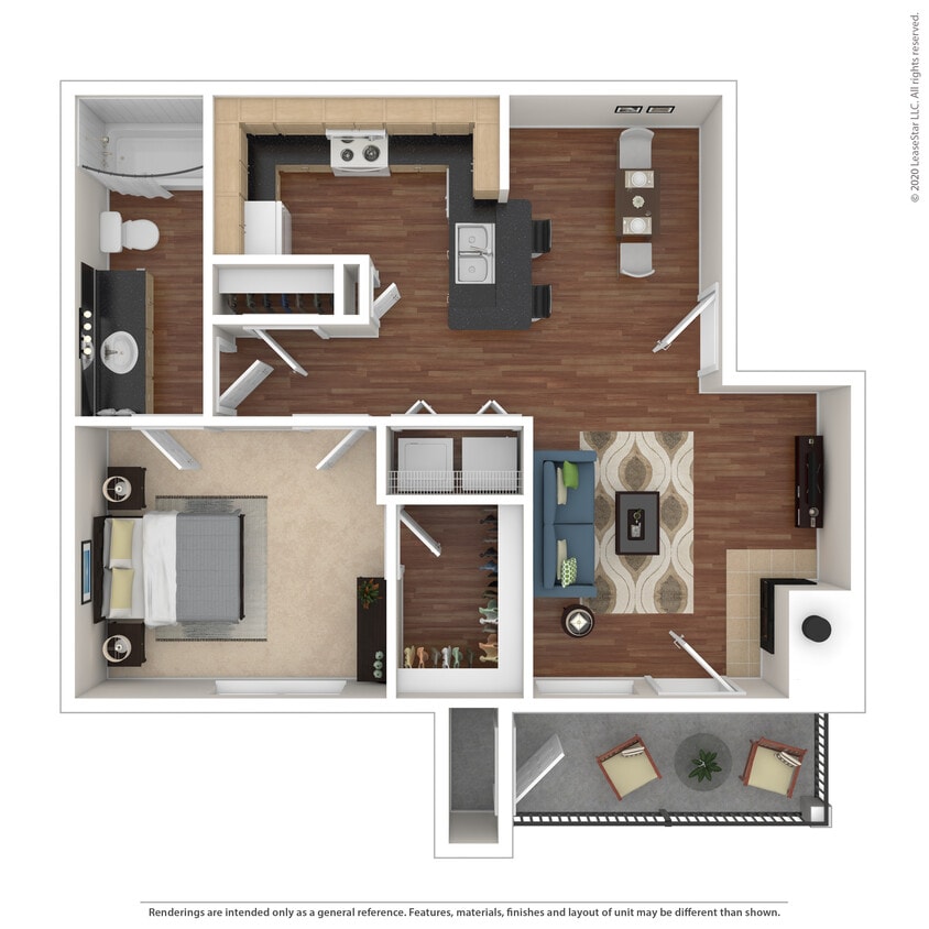 Floor Plan - 1 Bed 1 Bath 739 SqFt (659 Net)