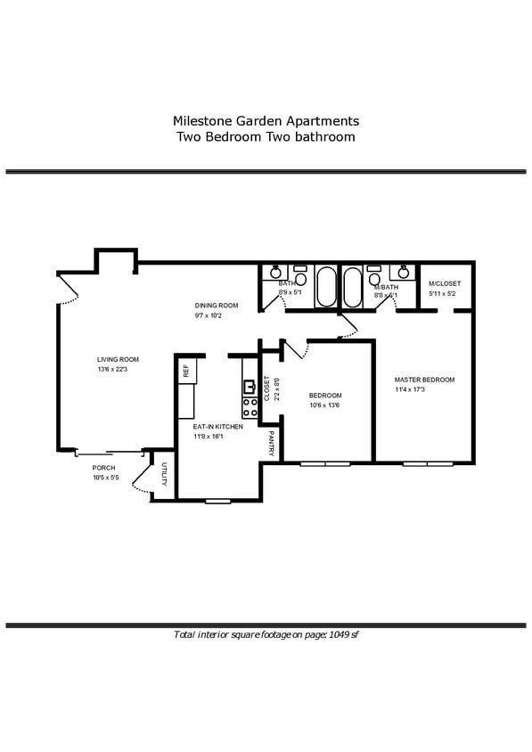 Floor Plan - Two bedroom/Two bathroom