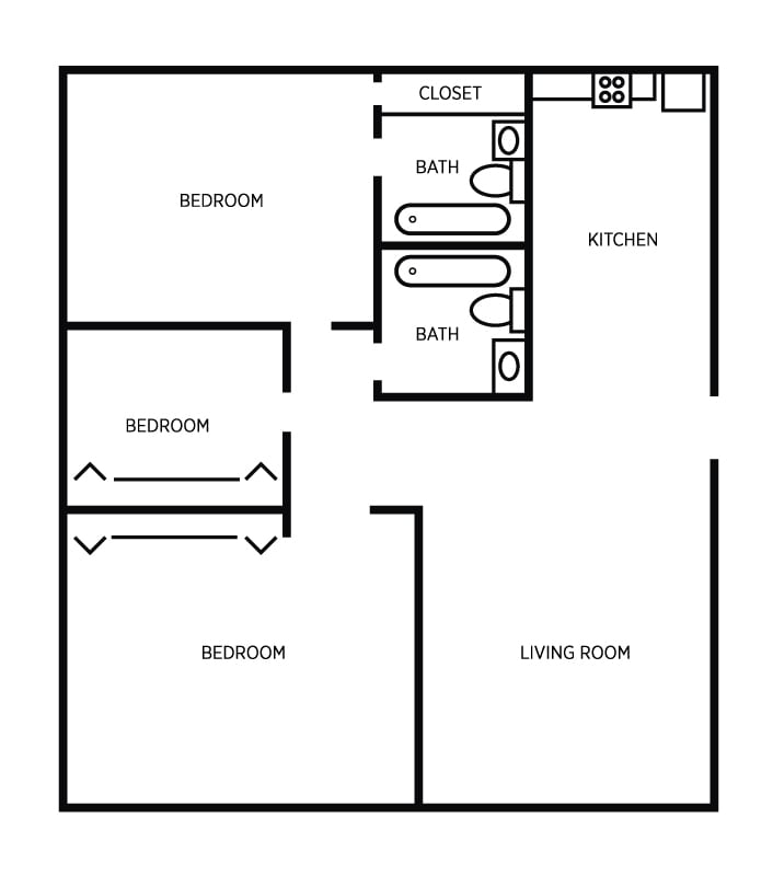 Floor Plan - 3-bed, 2-bath at Greenway