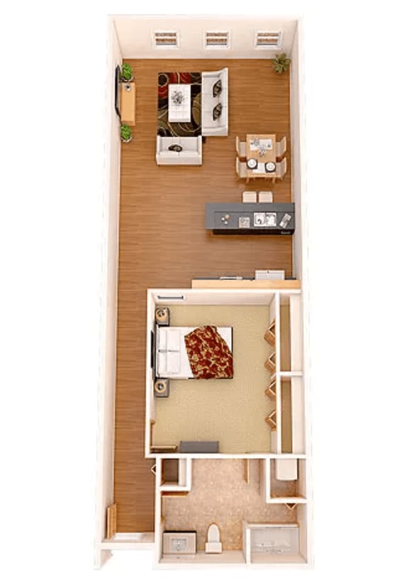 Floor Plan - 1 Bed - 1 Bath