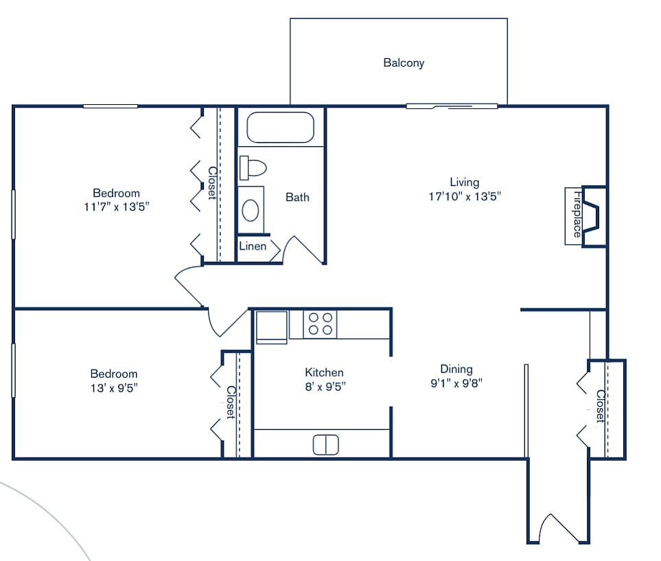 2x1_920_sqft[1] - 2 Bedroom, 1 Bath (920 sqft.)