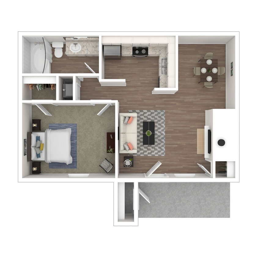 Floor Plan - 1x1 - Large Upgrade