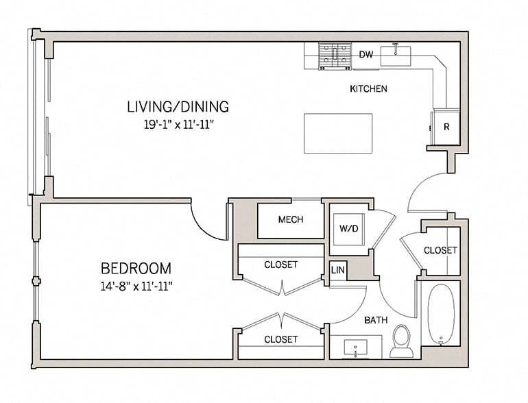 Floor Plan - 1 Bed 1 Bath A9