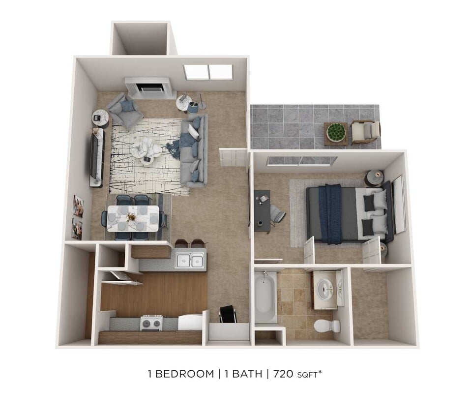 Floor Plan - One Bedroom - 720 sqft