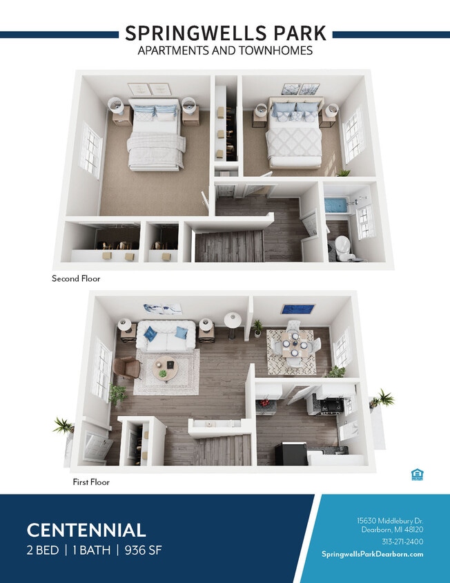 Floor Plan - 2 BED 1 BATH VILLAGE TOWN