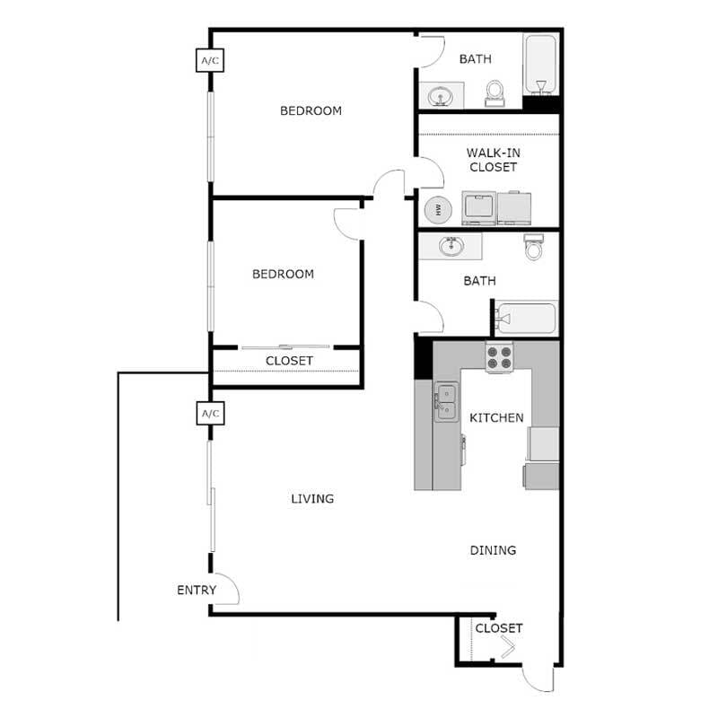 Floor Plan - 2 Bed 2 Bath Lower w/ Garage