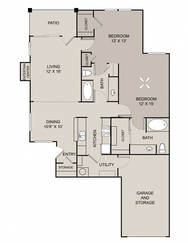 Floor Plan - 2 Bed Eastport Renovated