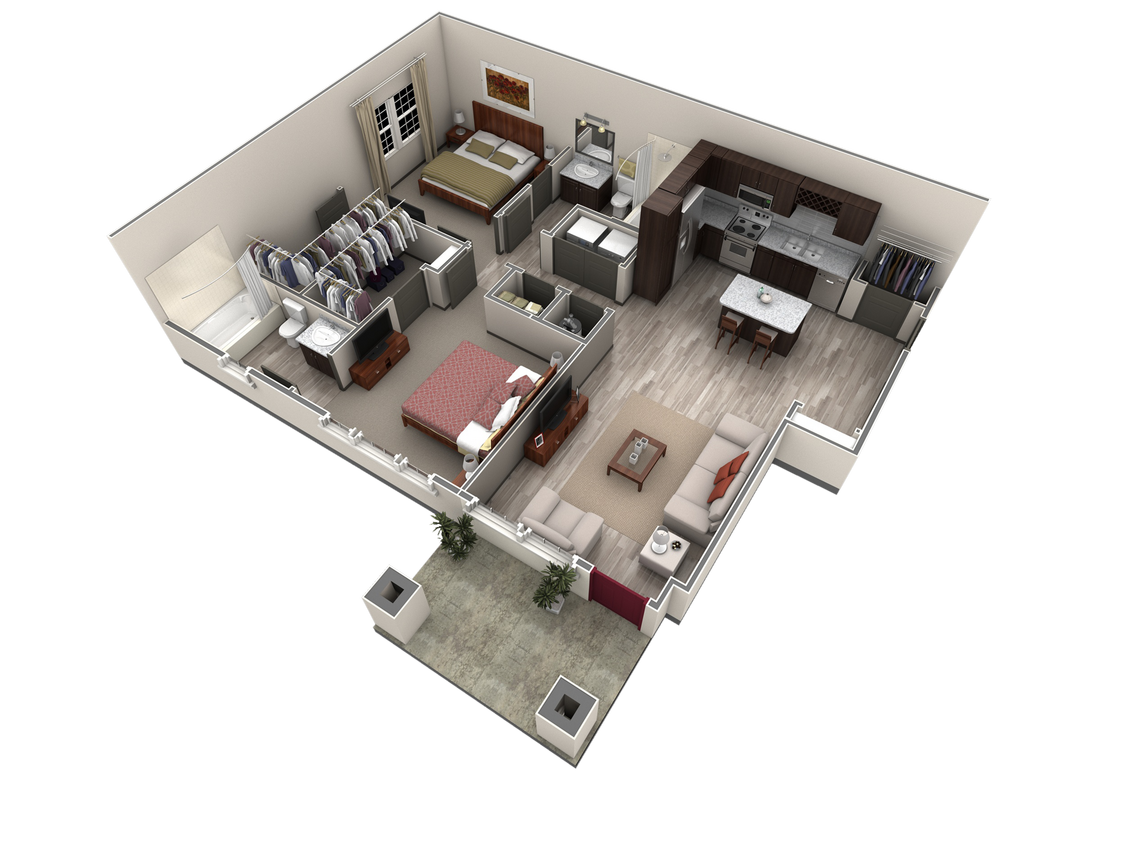 Floor Plan - 2 BR Designer Courtyard