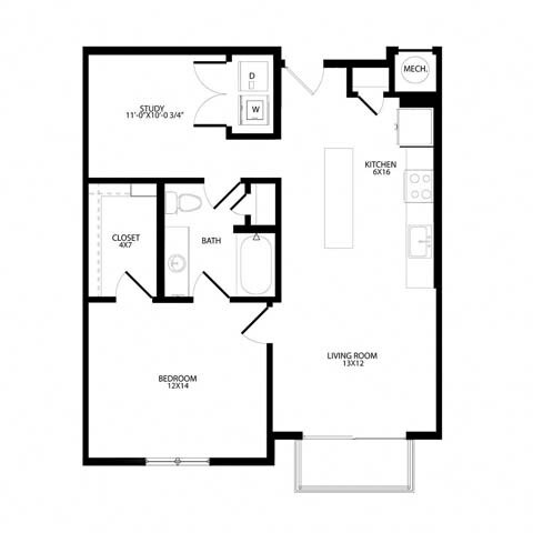 Floor Plan - One-Plus Bedroom (A8)