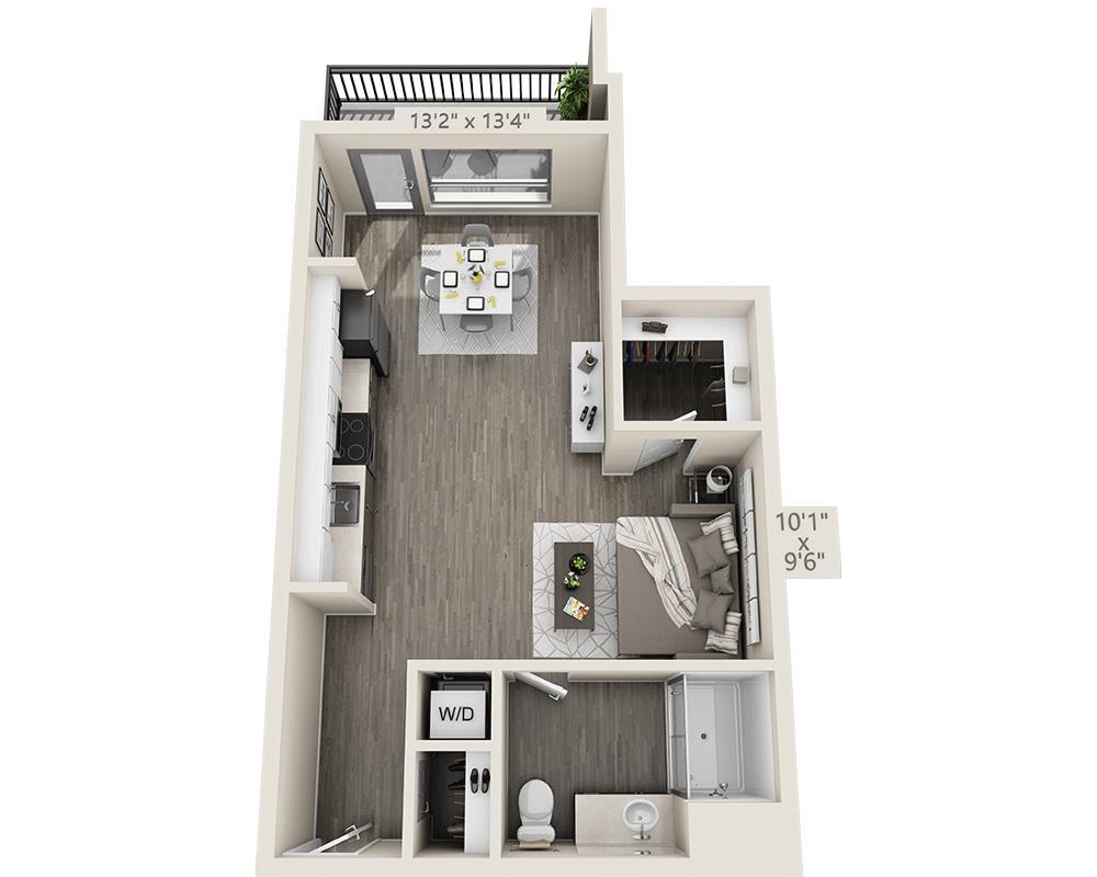 Floor Plan - Studio (E1E-S23)