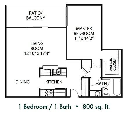 Floor Plan - 1Bed 1Bath #8