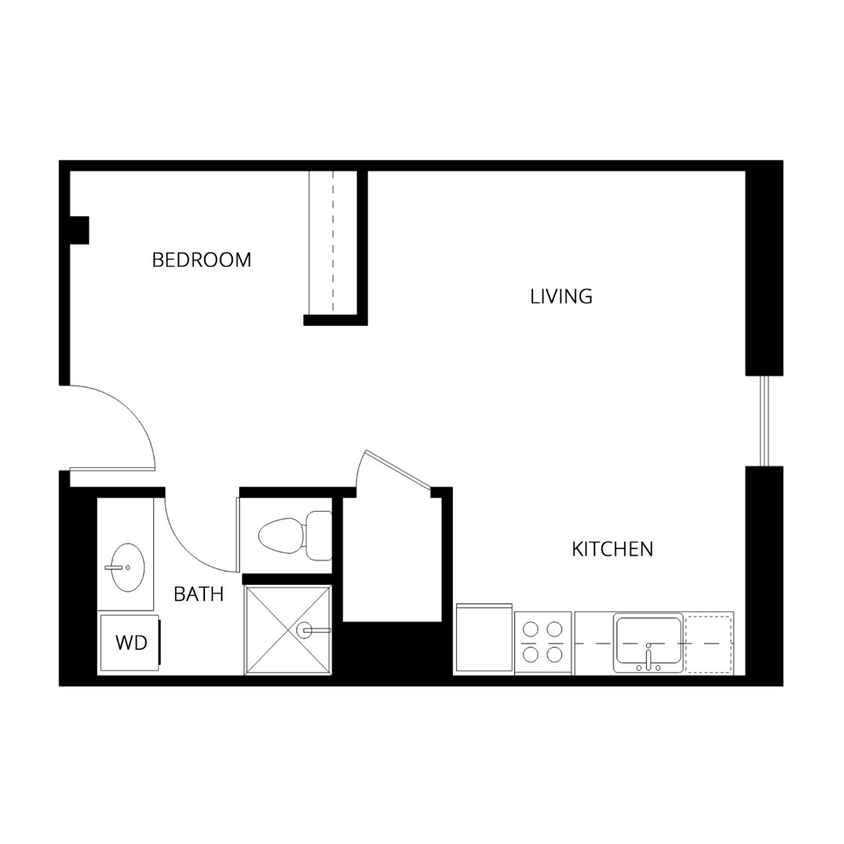 Studio | 1 Bath | 386-412 SQ FT - S1-AB