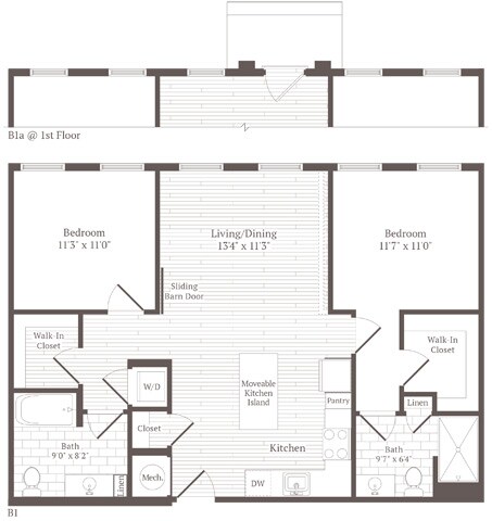 Floor Plan - 2 Bed 2 Bath