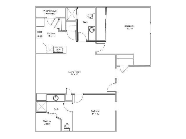 Floor Plan - 2 Bedroom Deluxe