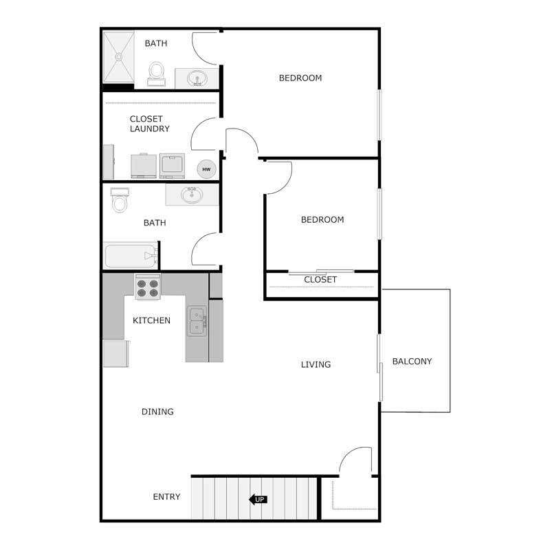 Floor Plan - 2 Bedroom Upper