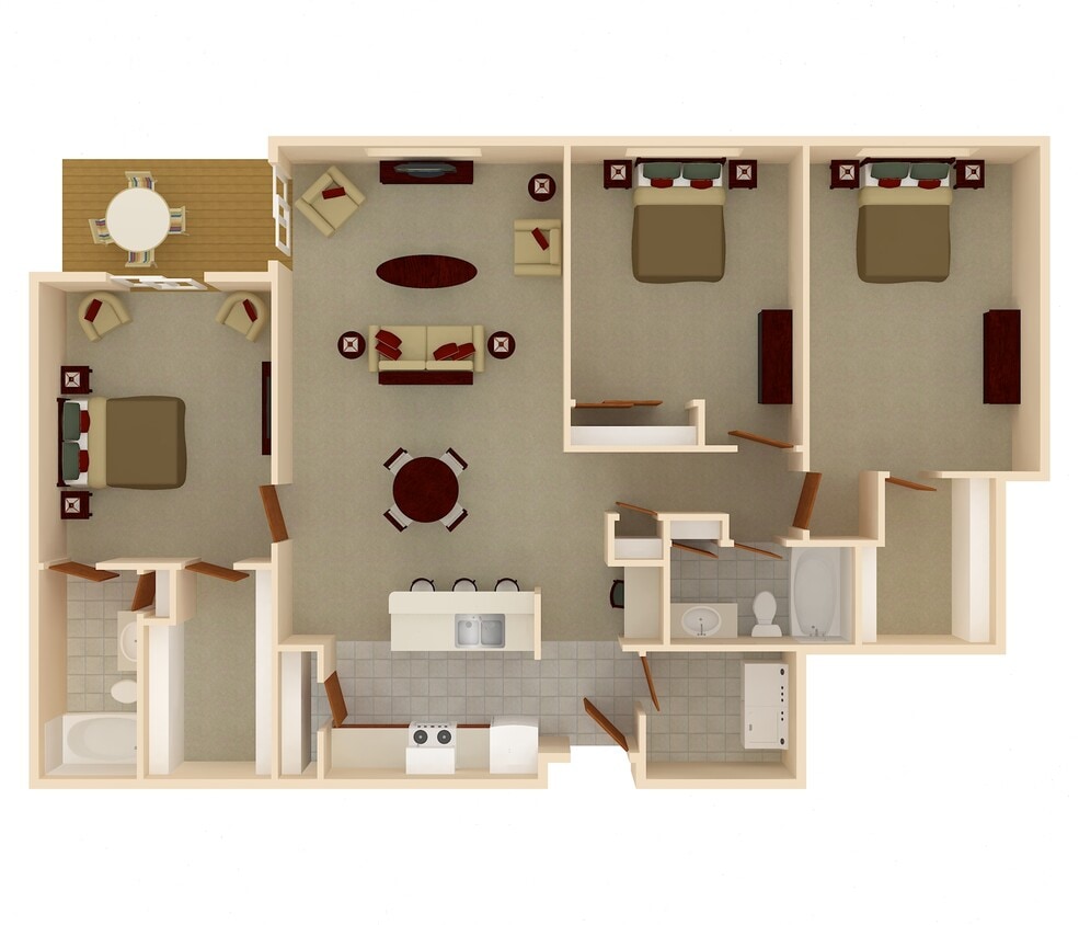 Floor Plan - 3 Bedroom 2 Bathroom