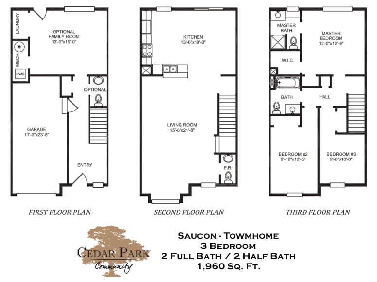 Floor Plan - Three Bedroom Townhome