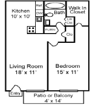 Floor Plan 1BR/1BA - Zinfandel