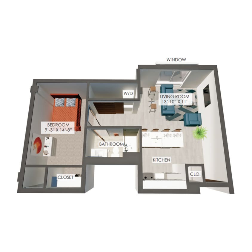 1Bed/1Bath - 1F