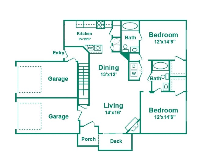 Floor Plan - Two Bedroom Style E