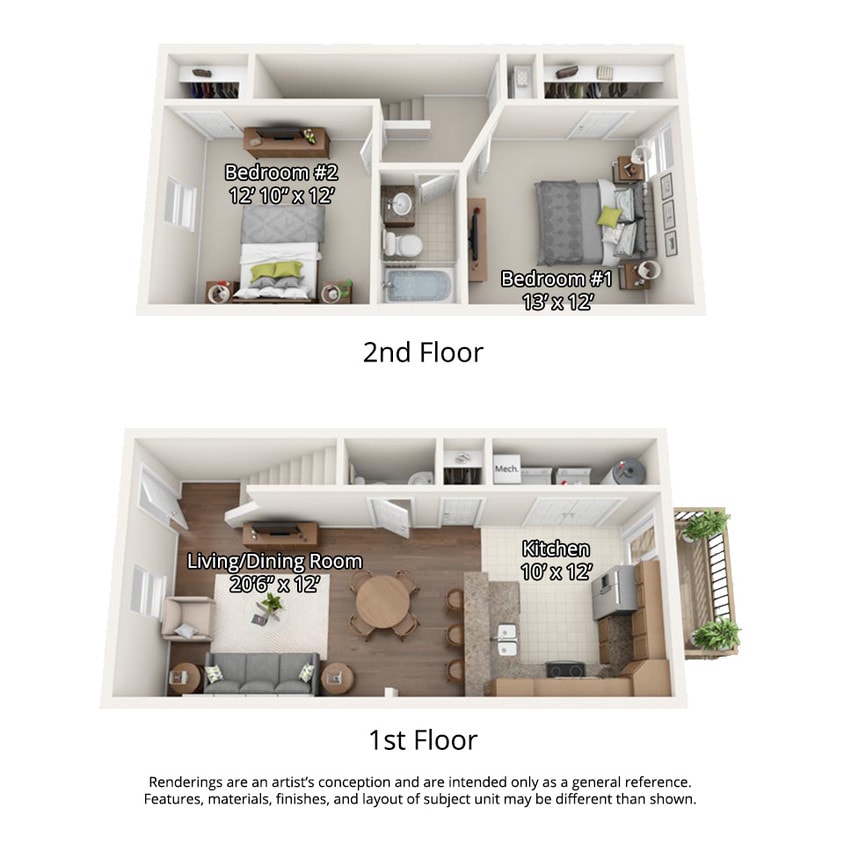 Floor Plan - 2 Bedroom Townhome