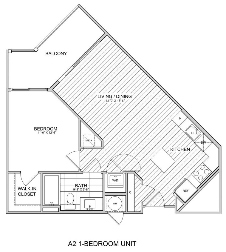 Floor Plan - 1 Bed/1 Bath-A2