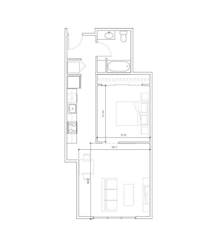 Floor Plan - Hub 9 - 1x1 A2