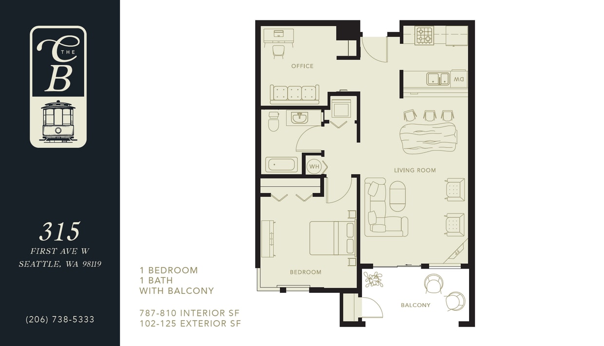 Floor Plan - 1 Bed 1 Bath with Den