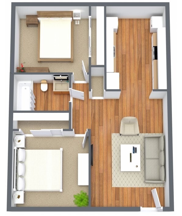 Floor Plan - 2 Bedroom/1 Bath | 2B 
