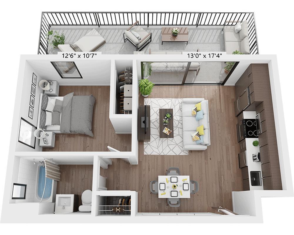 Floor Plan - One Bedroom A1B