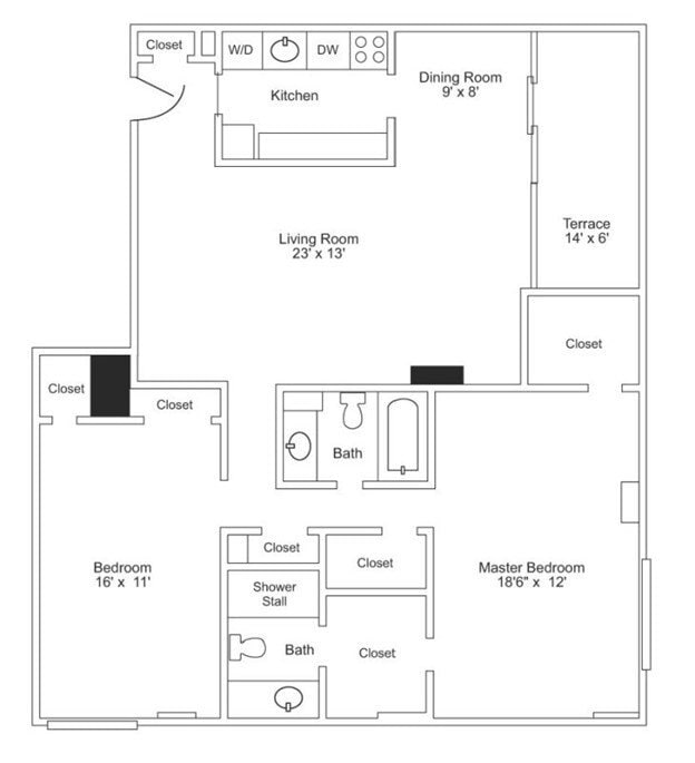 Floor Plan - Two Bedroom Large Terrace
