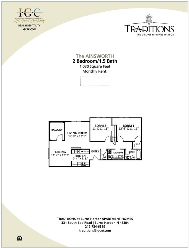 Floor Plan - 2BR/1.5B