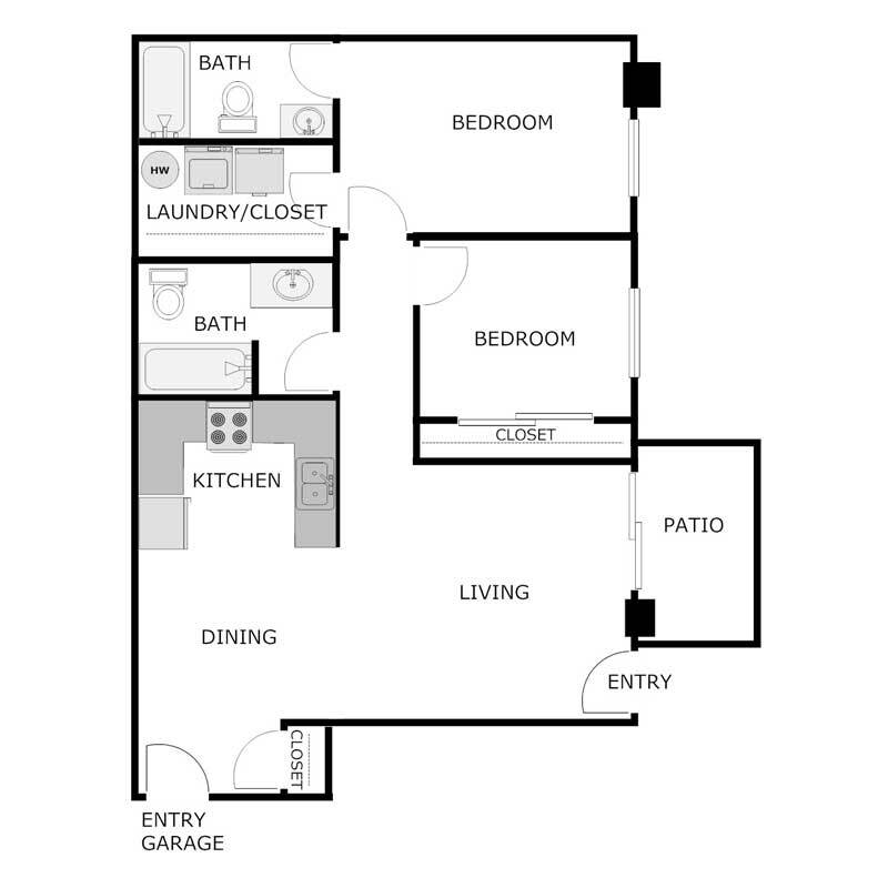 Floor Plan - Lower 2 bed 2 bath