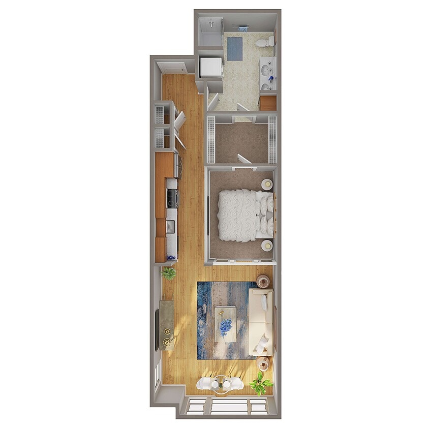 Floor Plan - 1 Bed/1 Bath Open - K