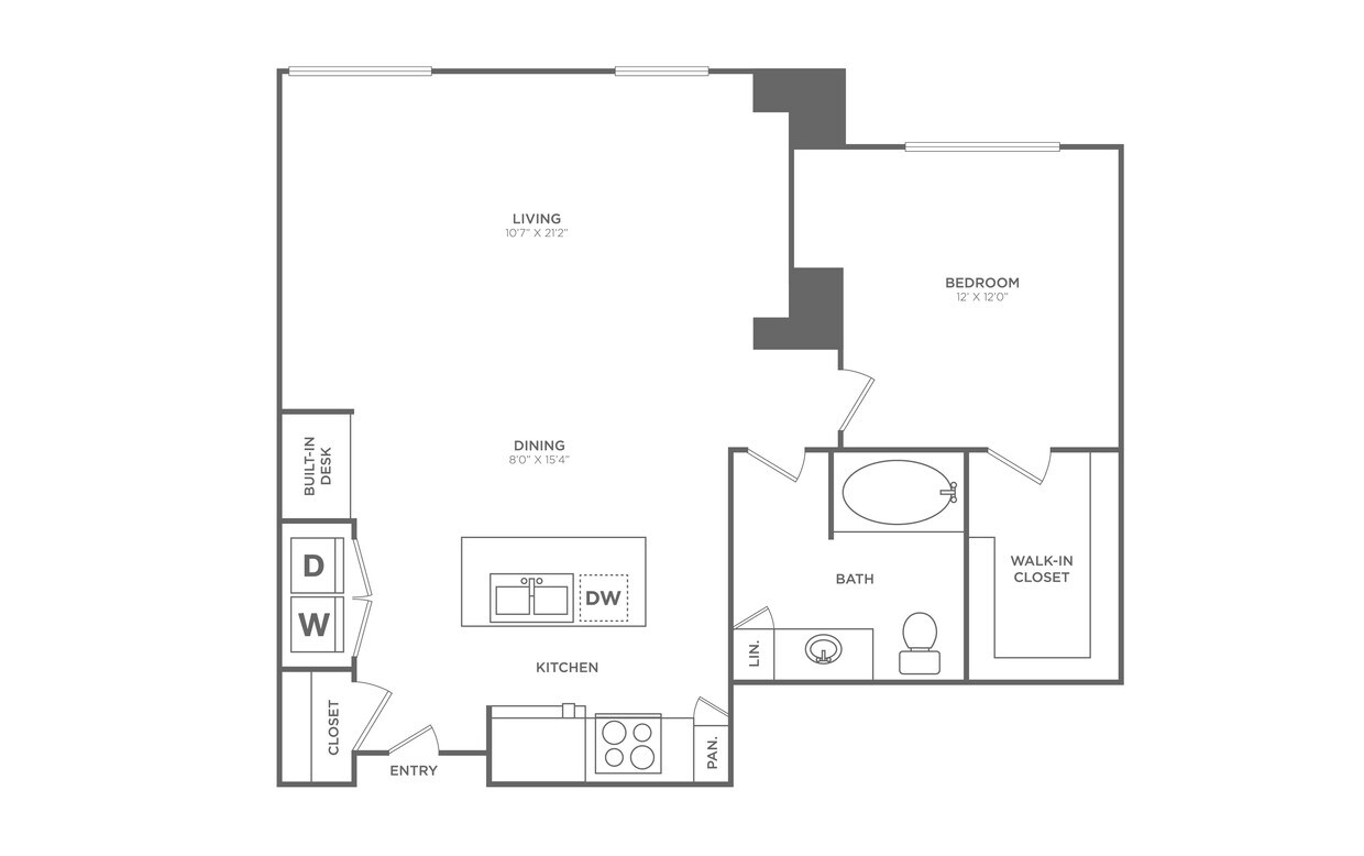 Floor Plan - 1 Bed/1 Bath - A20