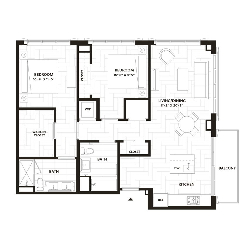 Floor Plan - 2 Bed/2 Bath-B3
