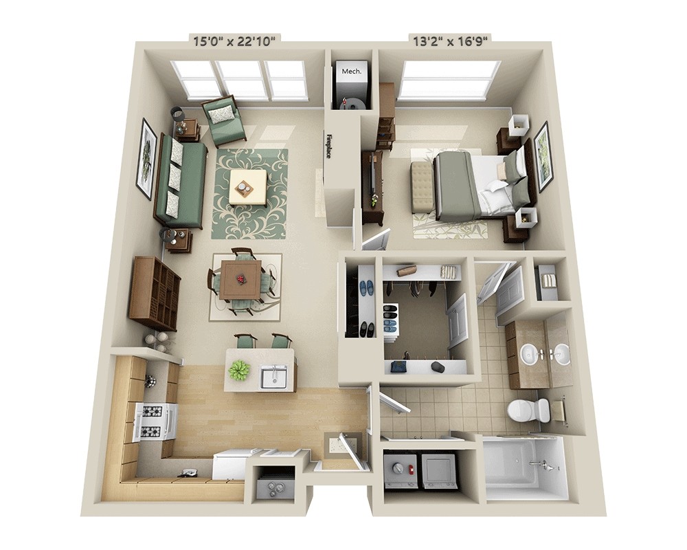 Floor Plan - One Bedroom A1K