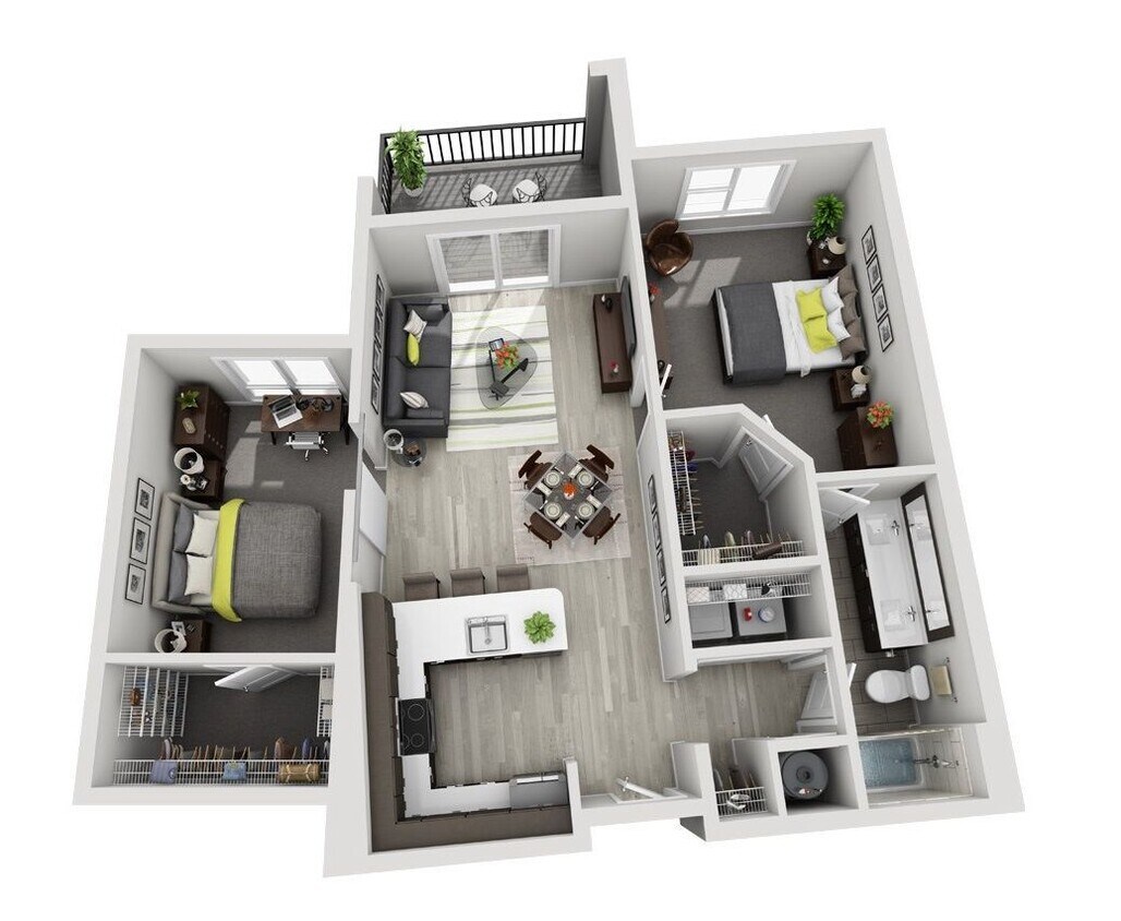C2 (1BR and Den) floor plan Brookside 51 - C2 (1BR and Den)