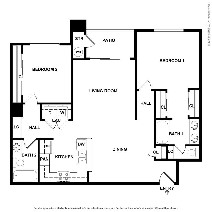 Floor Plan - 2 Bedroom 2 Bath Plan C