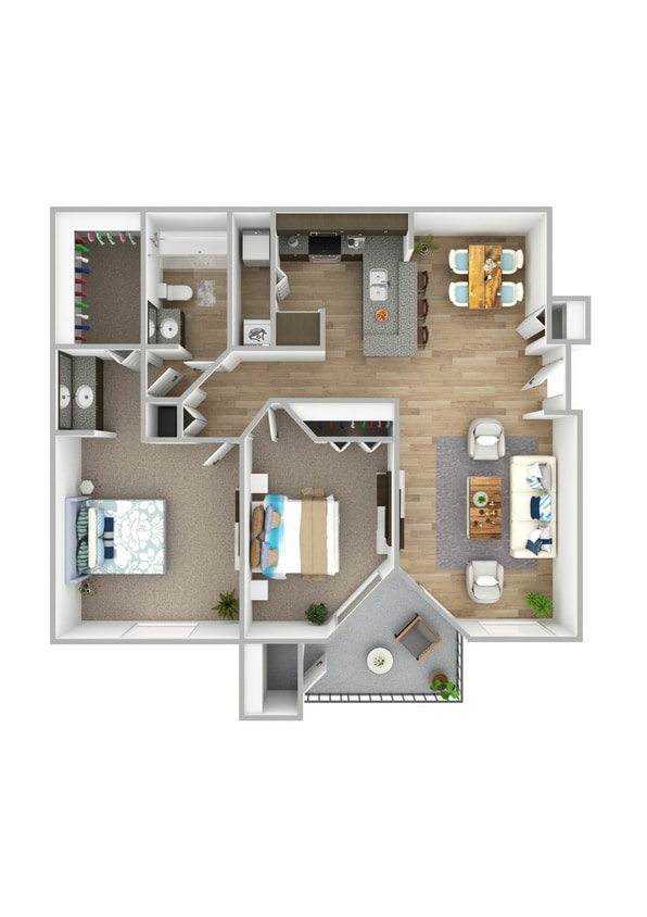 District - B1.jpg - B1 - 2 Bedroom, 1 Bathroom