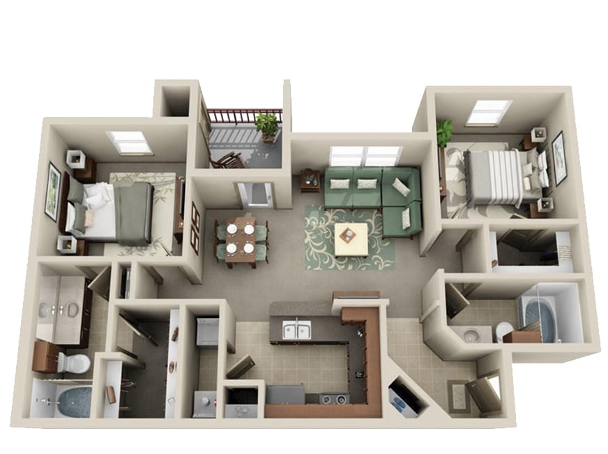 Floor Plan - Two Bedroom Two Bath