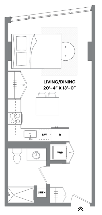 Floor Plan - 0B-2 Studio Apartment Furnished
