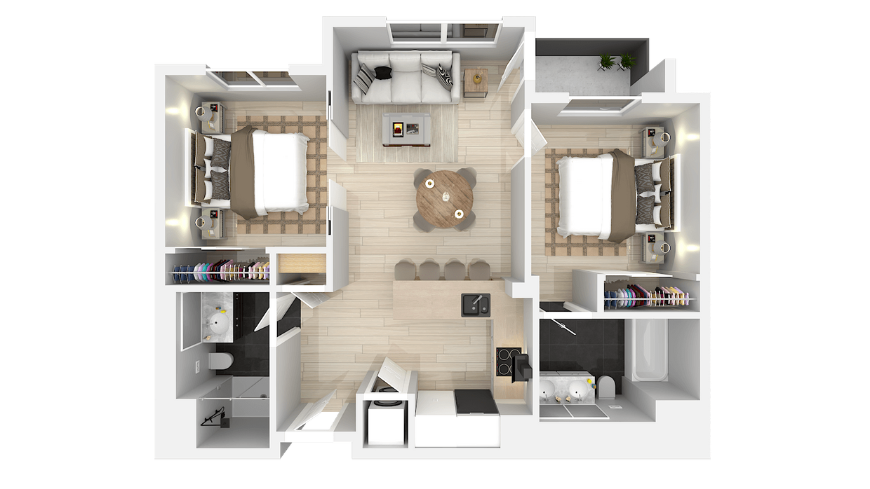 Floor Plan - Two Bedroom Two Bath D