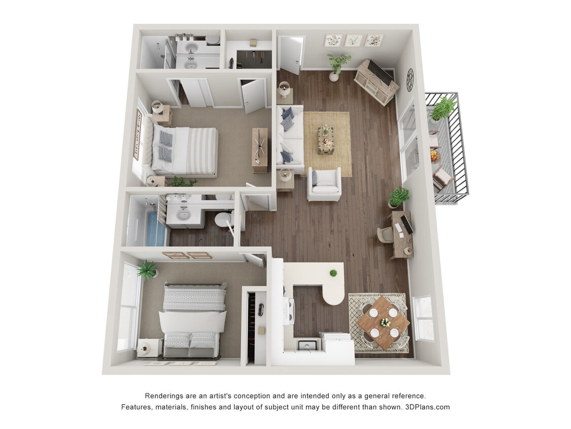 Floor Plan - 2 Bed 2 Bath A